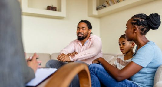 Family on a mental health therapy session